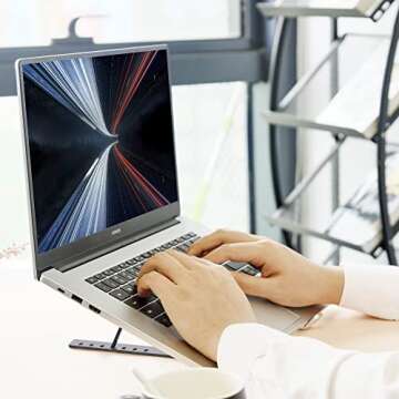 Arae Laptop Stand for Desk, Adjustable Ergonomic Portable Aluminum Laptop Holder, Foldable Computer Stand 6 Angles Anti-Slip Laptop Riser Compatible with 9-15.6 inch Laptops (Black)