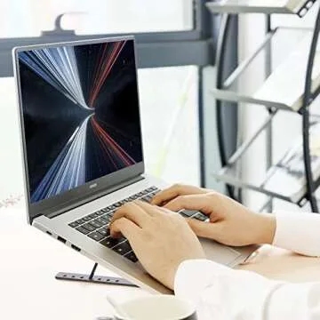 Arae Laptop Stand for Desk, Adjustable Ergonomic Portable Aluminum Laptop Holder, Foldable Computer Stand 6 Angles Anti-Slip Laptop Riser Compatible with 9-15.6 inch Laptops (Black)