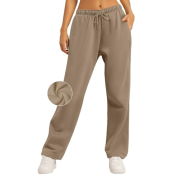 AUTOMET Women's Fleece Lined Wide Leg Sweatpants - Cozy Winter Lounge Pants in Trendy Colors
