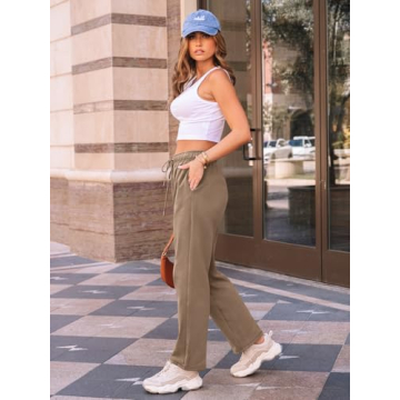 AUTOMET Women's Fleece Lined Wide Leg Sweatpants