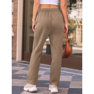 AUTOMET Women's Fleece Lined Wide Leg Sweatpants