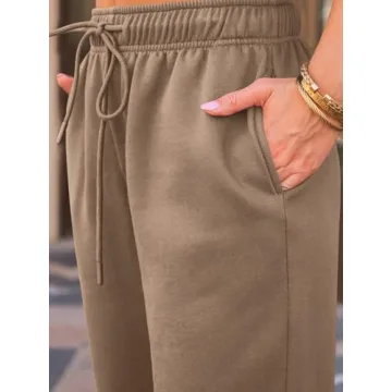 AUTOMET Women's Fleece Lined Wide Leg Sweatpants