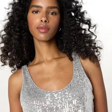 The Drop Women's Risa Sequin Cami - Chic Silver Style