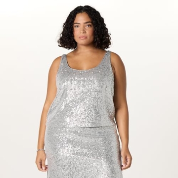 The Drop Women's Risa Sequin Cami - Chic Silver Style