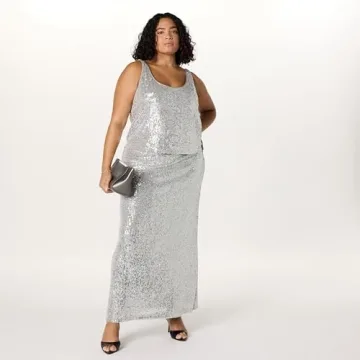 The Drop Women's Risa Sequin Cami - Chic Silver Style