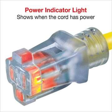 Clear Power 50 ft Heavy Duty Extension Cord with Indicator Light