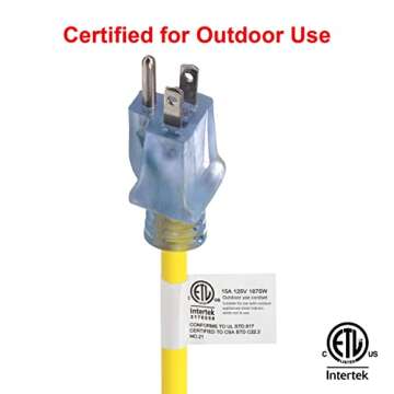 Clear Power 50 ft Heavy Duty Extension Cord with Indicator Light