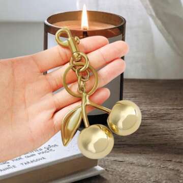 Sutusu Cherry Keychain Cherry Bag Charms Charm Metal Accessory Sparkling Resin For Purses And Bags Christmas Gifts For Women