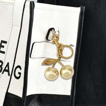 Sutusu Cherry Keychain Cherry Bag Charms Charm Metal Accessory Sparkling Resin For Purses And Bags Christmas Gifts For Women