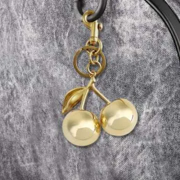 Sutusu Cherry Keychain Cherry Bag Charms Charm Metal Accessory Sparkling Resin For Purses And Bags Christmas Gifts For Women