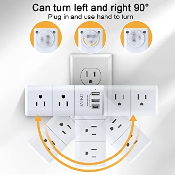 USB Outlet Extender Surge Protector with USB Ports