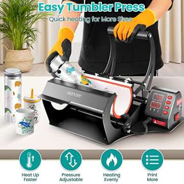 Pro Tumbler Mug Heat Press Machine 10-30 oz, Straight Cups DIY Mug Cup Heat Transfer, 11oz 20oz 16oz 30oz Sublimation Skinny Tumbler Mugs Heat Transfer (Mug press)
