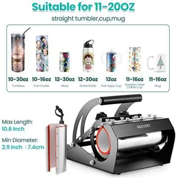 Pro Tumbler Mug Heat Press Machine 10-30 oz, Straight Cups DIY Mug Cup Heat Transfer, 11oz 20oz 16oz 30oz Sublimation Skinny Tumbler Mugs Heat Transfer (Mug press)