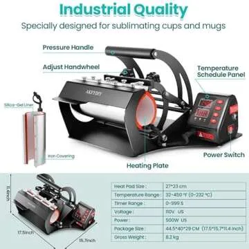 Pro Tumbler Mug Heat Press Machine 10-30 oz, Straight Cups DIY Mug Cup Heat Transfer, 11oz 20oz 16oz 30oz Sublimation Skinny Tumbler Mugs Heat Transfer (Mug press)