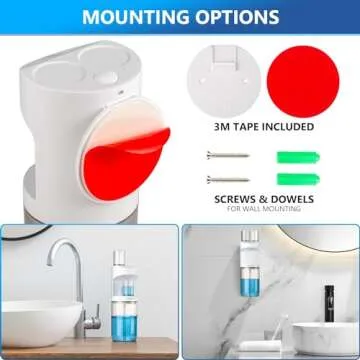 ZOFGENOW Automatic Mouthwash Dispenser for Bathroom,Bathroom Accessories 19.4 FlOz Dispensers,Adjustable Dispensing Levels, Wall Mounted Dispenser,Suitable for All Age Groups,white grey
