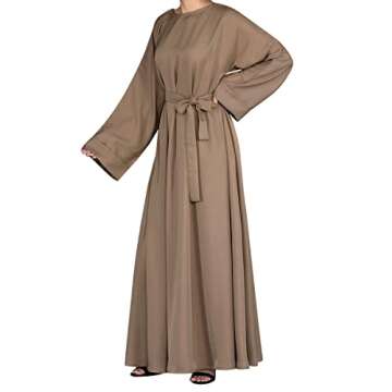 Elegant QYUU Women's Kaftan Abaya Dress in Brown - Large