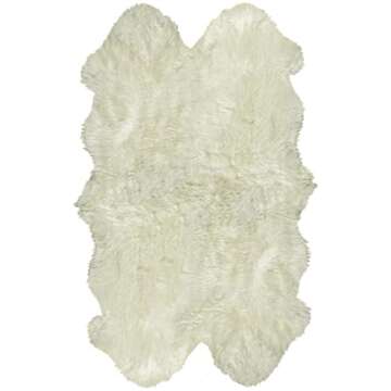 Natural Thick and Lush 2.5 inch Pile Anti-Skid Backing Hypo-Allergenic 100% Genuine Premium Quality New Zealand Sheepskin Wool Area Rug, Natural, 4 ft x 6 ft