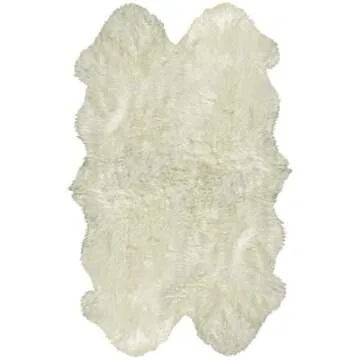 Natural Thick and Lush 2.5 inch Pile Anti-Skid Backing Hypo-Allergenic 100% Genuine Premium Quality New Zealand Sheepskin Wool Area Rug, Natural, 4 ft x 6 ft
