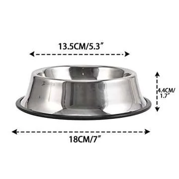 2Packs Stainless Steel Dog Bowl with Anti-Skid Rubber Base for Small/Medium/Large Pet, Perfect Dish,...