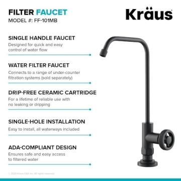 KRAUS Urbix Matte Black Lead-Free Kitchen Water Filter Faucet
