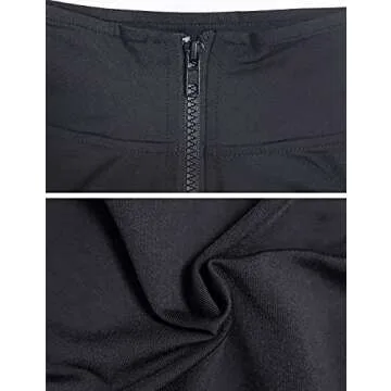 Yeokou Womens Active Zip Up Running Workout Cropped Bbl Athletic Jacket with Thumb Holes(Black-XL)