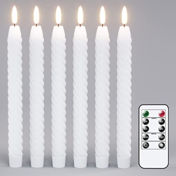 Lasumora Flameless Taper Candles with Remote Control 6 Pack