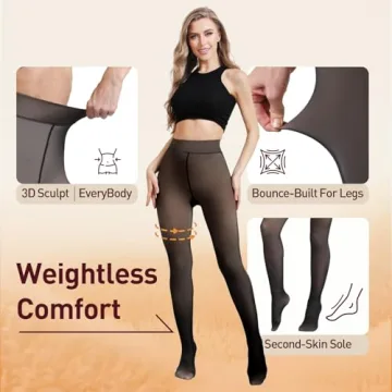 JIZ Fleece Lined Winter Tights for Women - Warm & Stylish