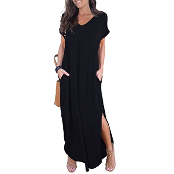GRECERELLE Casual Sundress with Pockets Summer Maxi Dress