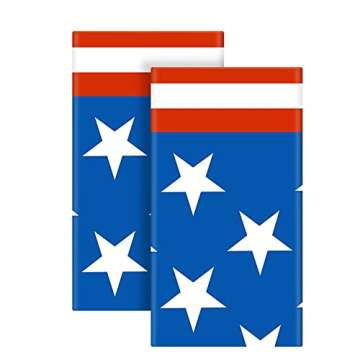 Esjay 4th of July Tablecloth, 2 Pack American Flag Plastic Table Covers(54"x72") for Patriotic Party Supplies, Decorations for Independence, Memorial, Veterans Day