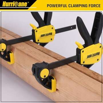 HURRICANE Clamps for Woodworking, 6 Pack One-Handed Bar Clamps, Quick Release Wood Clamps Set, Table Clamps for Woodworking, Ratcheting Bar Clamp Set, 6 inch x4 and 12 inch x2 Trigger Clamps