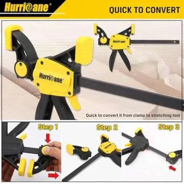 HURRICANE Clamps for Woodworking, 6 Pack One-Handed Bar Clamps, Quick Release Wood Clamps Set, Table Clamps for Woodworking, Ratcheting Bar Clamp Set, 6 inch x4 and 12 inch x2 Trigger Clamps