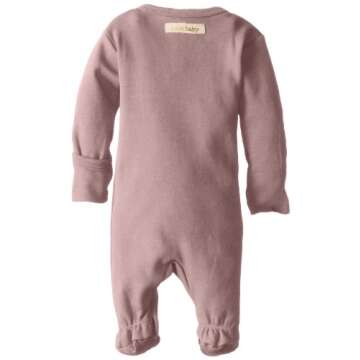 L'ovedbaby Baby Girls Organic Snap One-Piece Footies, Mauve, 0-3 Months US