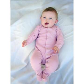 L'ovedbaby Baby Girls Organic Snap One-Piece Footies, Mauve, 0-3 Months US