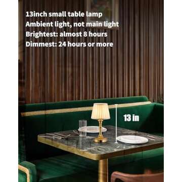 KDG Cordless Portables Table Lamp, LED Fabric Shade Small Desk Lamps, 4000mAh Battery Powered Lighti...