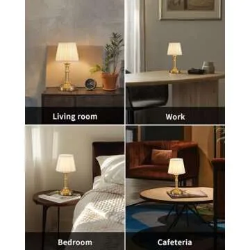 KDG Cordless Portables Table Lamp, LED Fabric Shade Small Desk Lamps, 4000mAh Battery Powered Lighting, 2700K Stepless Dimmable Light for Living Room, Dining Room, Bedroom, Bedside (Bronze)