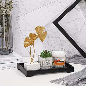 Luxspire Vanity Tray, 6"x 10" Rectangle Bathroom Tray, Toilet Tank Tray, Resin Kitchen Tray Decorative Jewelry Tray, Vanity Countertop Organizer Bathroom Accessories, Medium, Matte Black