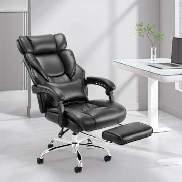 Office Chair with Footrest-Ergonomic Computer Chair with Extra Lumbar Support Pillow, High Back Exec...