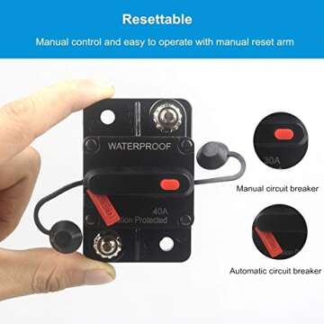 WOHHOM 40 Amp Circuit Breaker with Manual Reset 12V-36V DC Waterproof Surface Mount for Car Audio Rv...