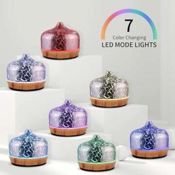 Porseme 500ml Essential Oil Diffuser Silver Plated Glass Aromatherapy Ultrasonic Humidifier - Auto S...