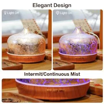 Porseme 500ml Essential Oil Diffuser Silver Plated Glass Aromatherapy Ultrasonic Humidifier - Auto Shut-Off, Timer Setting, BPA Free for Home Hotel Yoga SPA Gift
