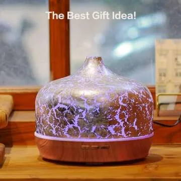 Porseme 500ml Essential Oil Diffuser Silver Plated Glass Aromatherapy Ultrasonic Humidifier - Auto Shut-Off, Timer Setting, BPA Free for Home Hotel Yoga SPA Gift