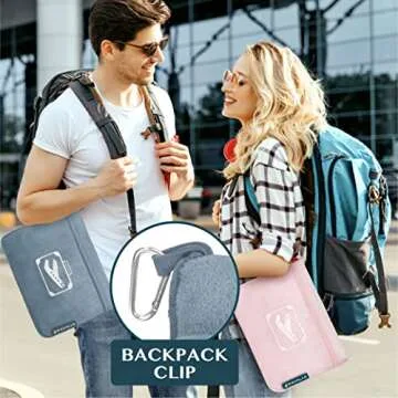 PAVILIA Travel Blanket Pillow in Soft Bag with Pockets, Airplane Blanket Set, Plane Blanket Compact Packable, Flight Essentials Car Pillow, Travelers Accessories Gifts, Luggage Strap, Dusty Light Blue