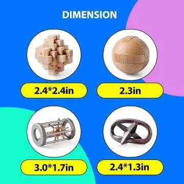 ActPo 4Pcs Wooden & Metal Brain Teasers for All Ages