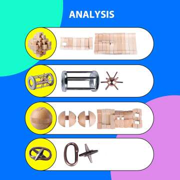 ActPo 4Pcs Wooden & Metal Brain Teasers for All Ages