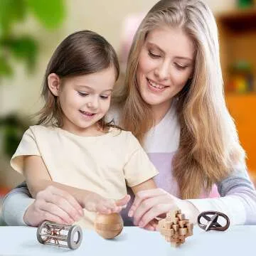 ActPo 4Pcs Wooden & Metal Brain Teasers for All Ages