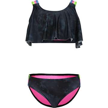 Under Armour Girl's Tie-Dye Flutter Bikini (Little Kids) Black 5 Little Kids