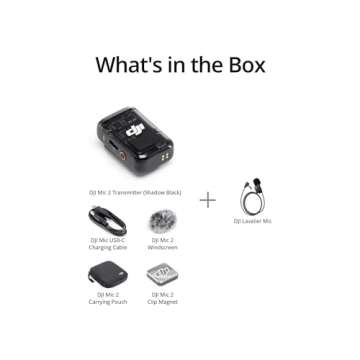 DJI Mic 2 Transmitter (Shadow Black) + DJI Lavalier Mic, Wireless Microphone with Intelligent Noise Cancelling, 14-Hour Internal Recording, 6-Hour Battery, Small and Flexible, Bluetooth Microphone