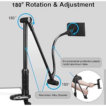Desk Webcam Stand, 39 Inch Overlength Webcam Mount/Arm, Fits for Logitech Webcam Brio 4K, Gopro Hero 8 7 6 5