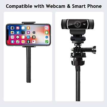 Desk Webcam Stand, 39 Inch Overlength Webcam Mount/Arm, Fits for Logitech Webcam Brio 4K, Gopro Hero 8 7 6 5