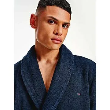 Tommy Hilfiger Plush Shawl Bathrobe for Men in Navy